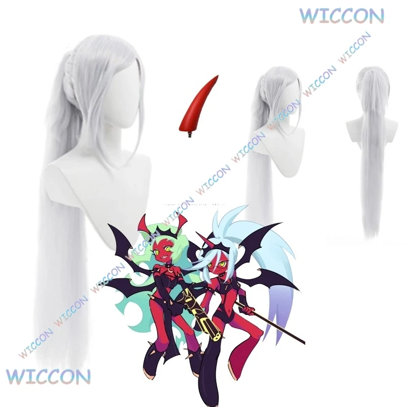 Daemon Cosplay Horns Anime PANTY & STOCKING With GARTERBELT Scanty Kneesocks Wig Long Hair Prop Women Halloween Roleplay