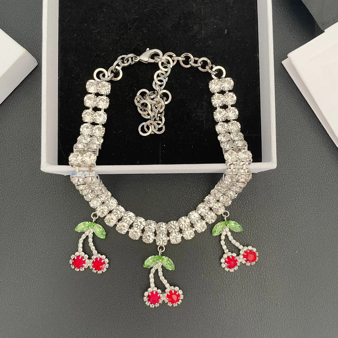 Necklace Temperament Light Luxury Fashion Exaggerated Double Cherry For Women Luxury Collares Para Mujer Collar Jewelry Collier