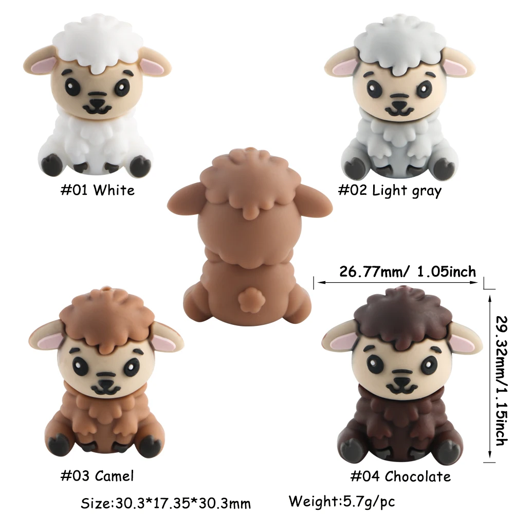 8 stks/partij 3D Model Cartoon Teddybeer Geit Dier Siliconen Kralen Voor Sieraden Maken DIY Armband Sleutelhanger Beadable Pen Accessorie
