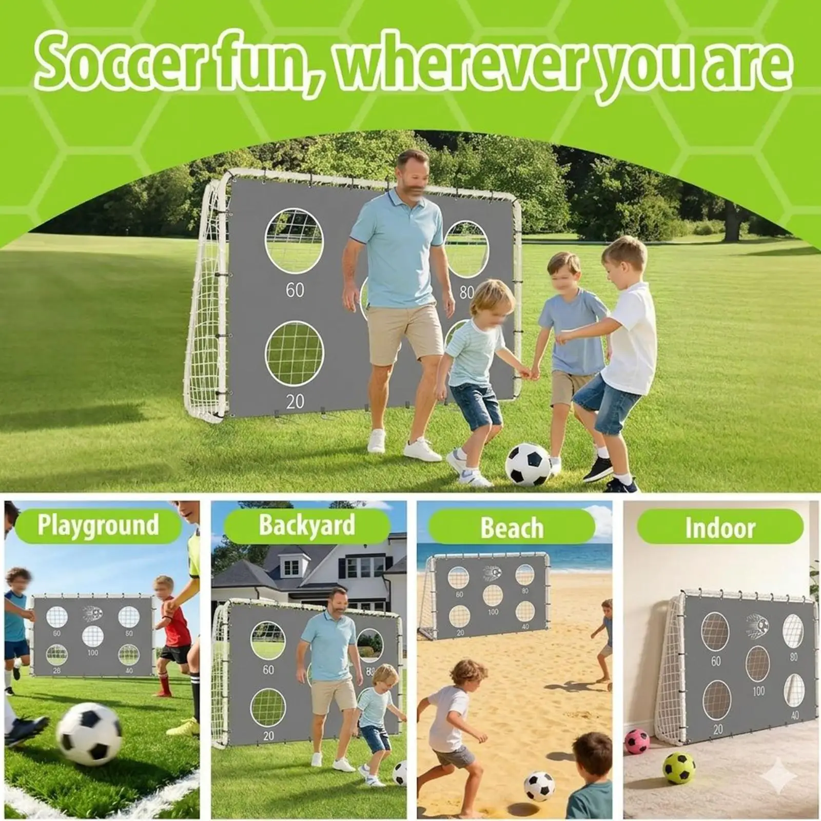 

Soccer Training Accessories 5 Target Zone Scoring Cloth Oxford Sheet for Kids Football Goal Outdoor Indoor Practice