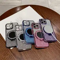 Makeup Mirror Glitter Ring Phone Case For Samsung Galaxy A73 A53 A33 A23 A13 A03 A72 A52 A32 A22 A12 A02 A11 A31 A51 A71 Cover