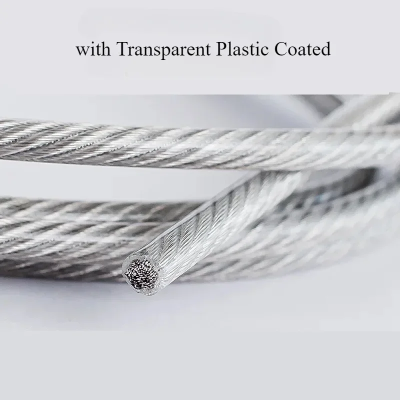 5-30 Meter Steel PVC Coated Flexible Wire Rope soft Cable Transparent Stainless Steel Clothesline Diameter 0.5/1/1.5/2/2.5/3/5mm