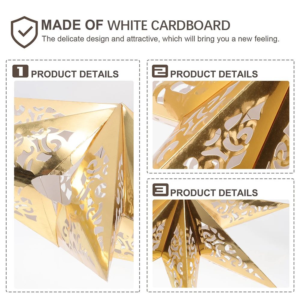 

3pcs Star Lampshade 7-Pointed Hollow Out Paper Hanging Light Cover For Bedroom Living Room Decor Star Lantern Shade