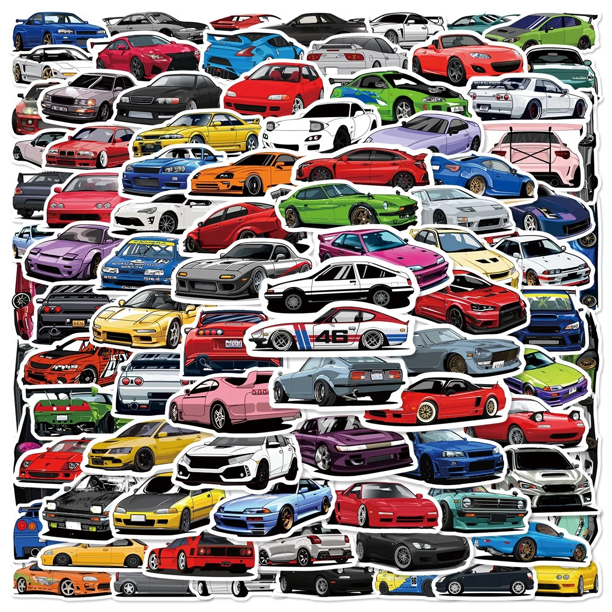 

10/50/100PCS Cool JDM Racing Car Stickers Doodle Cartoon Decorative Decals DIY Luggage Phone Guitar Laptop Waterproof Sticker