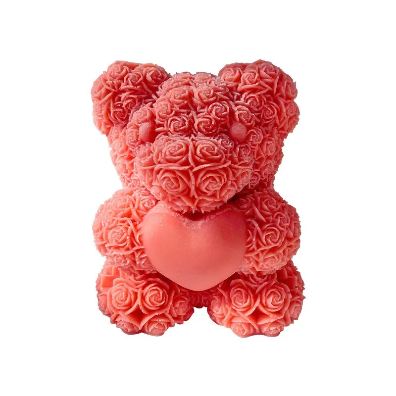 DIY Heart Rose Bear Hand Bear Aromatherapy Candle Mirrored Ornament Silicone Moulds