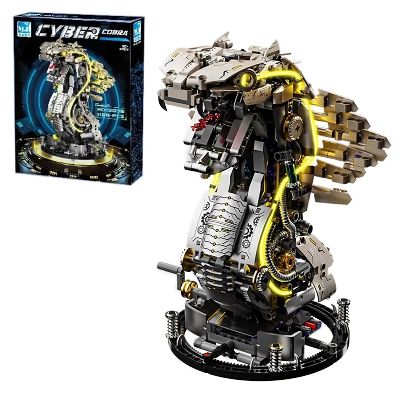

Mechanical Cobra 1296pcs Building Kit LED Light-Up STEM Toy with Realistic Snake Assembly Toy Motion for Kids Collectors