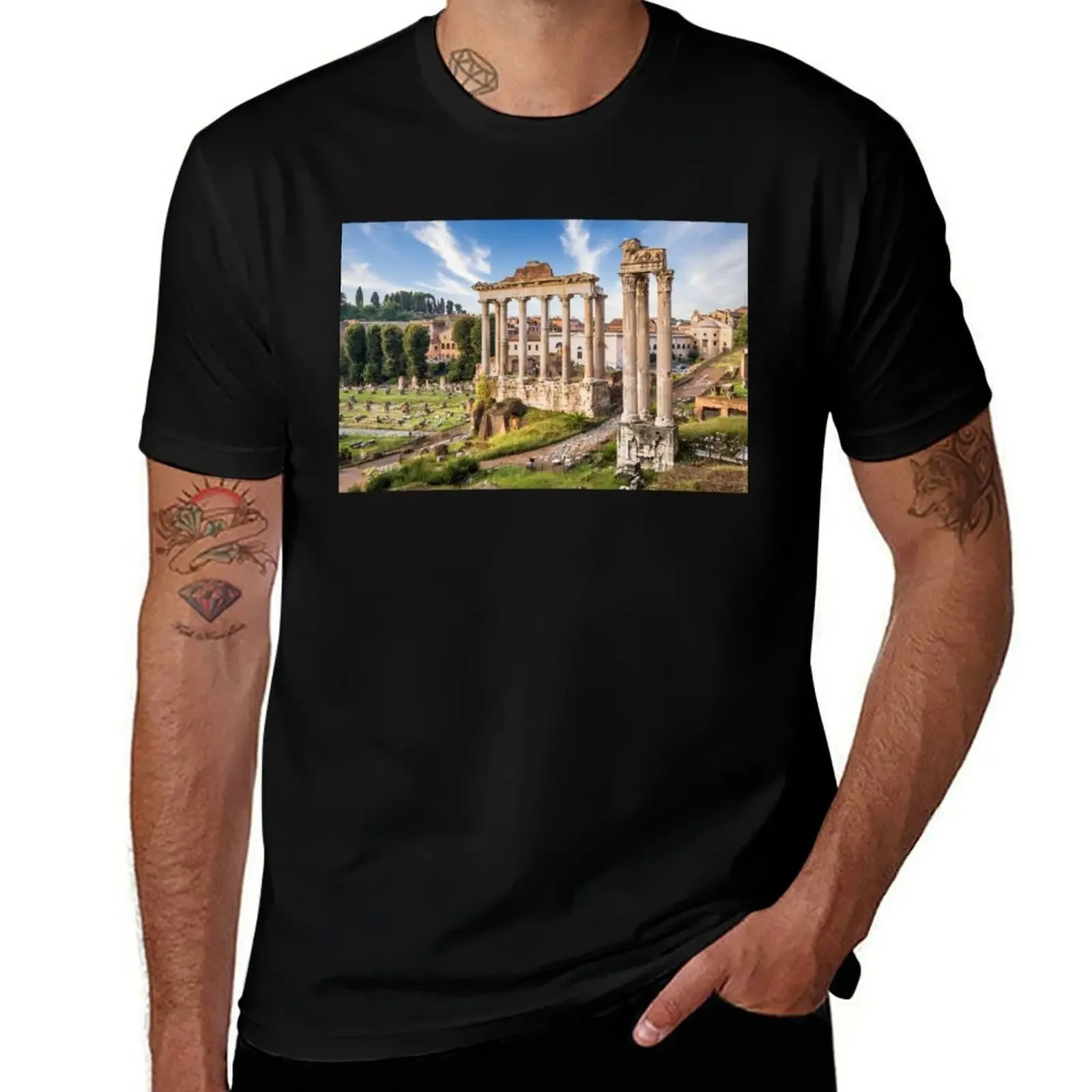 

Dusk light with blue sky on ancient Rome architecture T-Shirt anime shirt summer 2025 Blouse big and tall t shirts for men