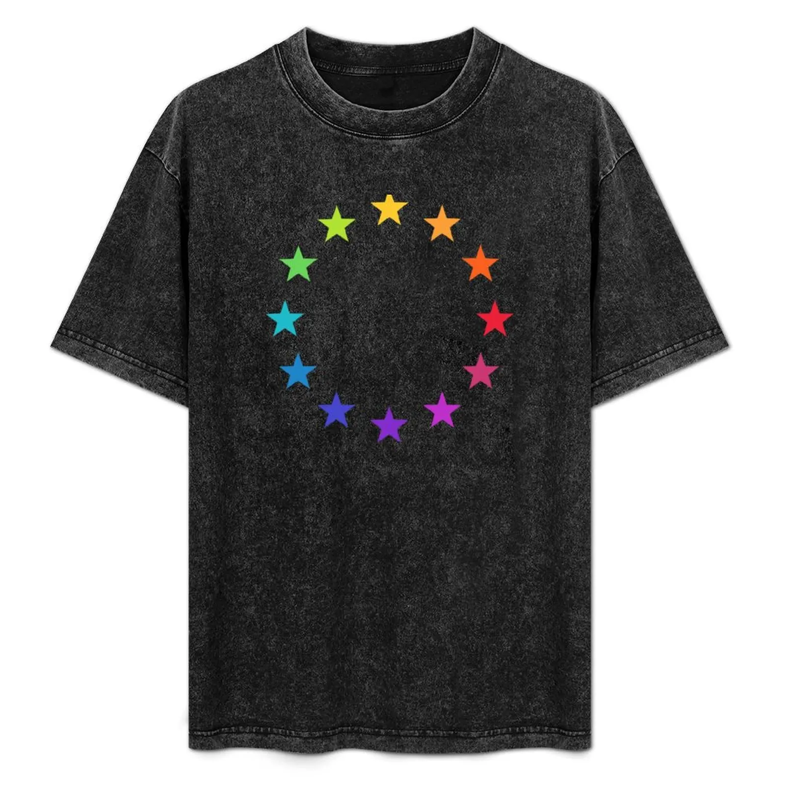

Rainbow UE, UE stars, flag, European Union, colorful T-Shirt Casual Trendy Short Sleeve T-Shirt