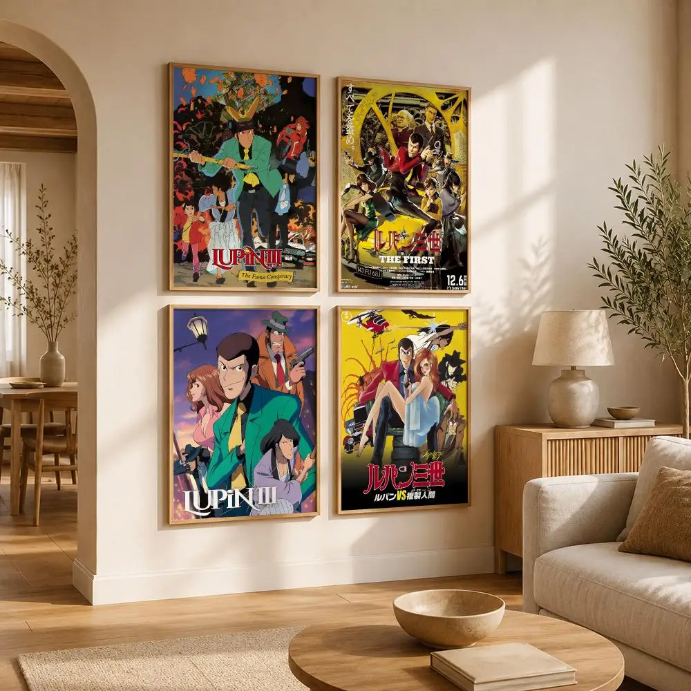 Anime Lupin The Third Poster Self Adhesive Bar Wall Decal Waterproof Vinyl Sticker Modern Art Wall Poster Cafe Home Decor