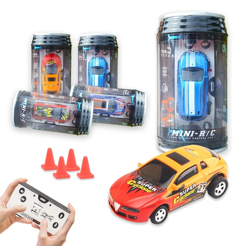 Mini Electric  RC Car Coke Can Speed  Radio Remote Control Micro Racing Car with Led Lights Car Toys Gifts for Boys Girls