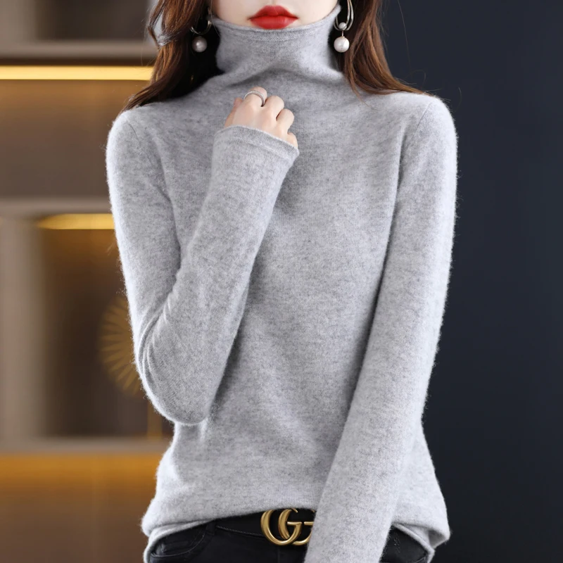 New 100% Merino Wool Turtleneck Cashmere Sweater In Autumn And Winter Women\'s Casual Knitted Coat Women\'s Coat Korean Fashion