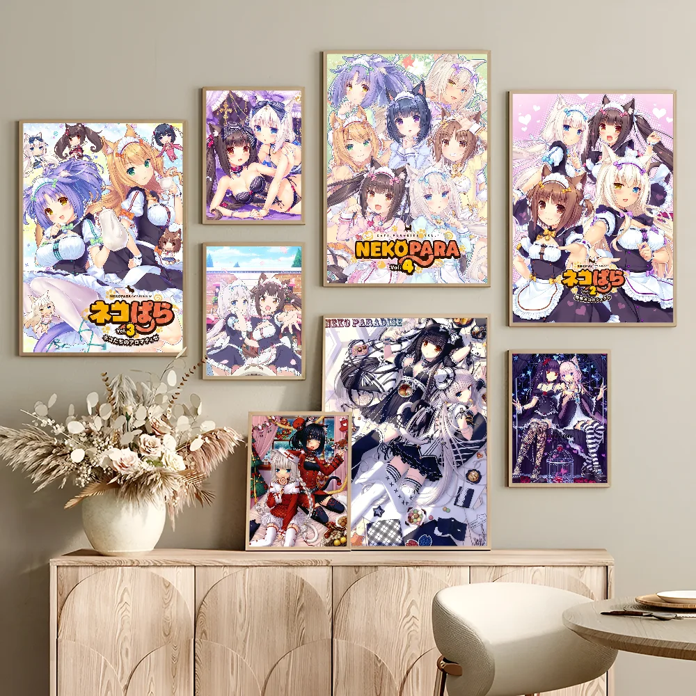 Nekopara Neko Anime Posters Sticky Whitepaper Prints Posters Artwork Kawaii Room Decor