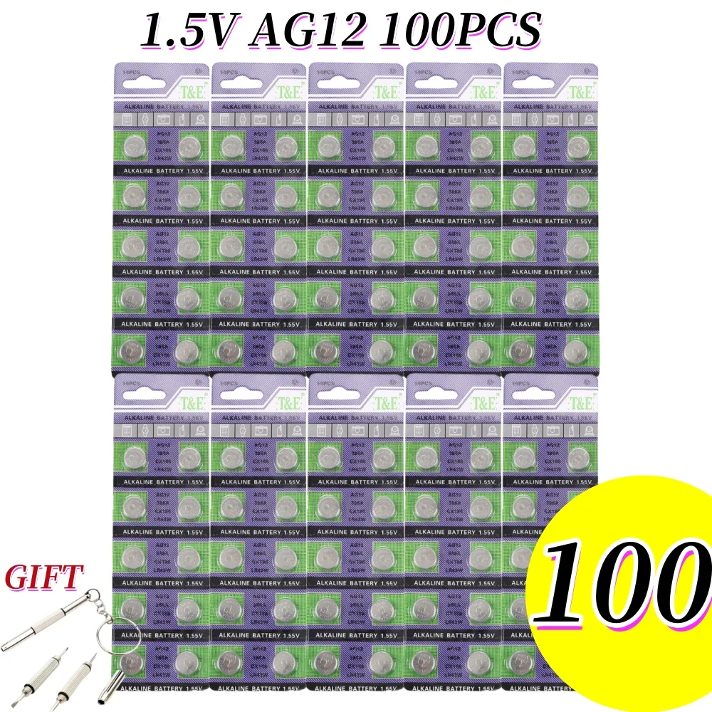 100PCS  AG12 LR43 1.55V Button Batteries SR43 186 386 LR1142 V12GA AG12  SR43W SR1142 Cell Coin Watch Toys Remote Battery