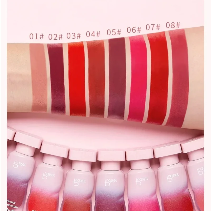 Pudaier 8 Color Mirror Moisturizing Lipstick Lip Gloss Set Make Up Non-Sticky Cup Velvet Nude Liquid Lipgloss Lip Stick for Girl
