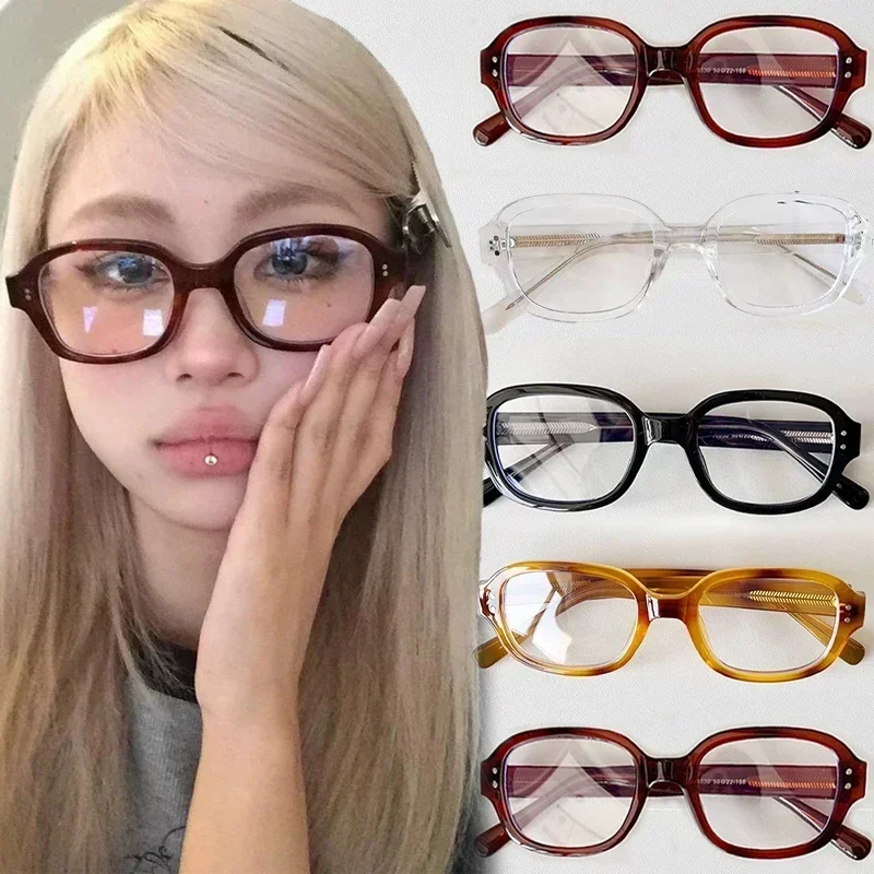 

Y2k Vintage Decorative Goggles Retro Square Frame Eyeglass Women Red Computer Reading Glasses Clear Blue Light Blocking Eyewears