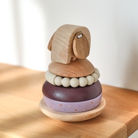 Baby Wooden Building Blocks Montessori Educational Toys Elephant Bell Teething Toy Senses Grasp Balance Brain Game Newborn Gift