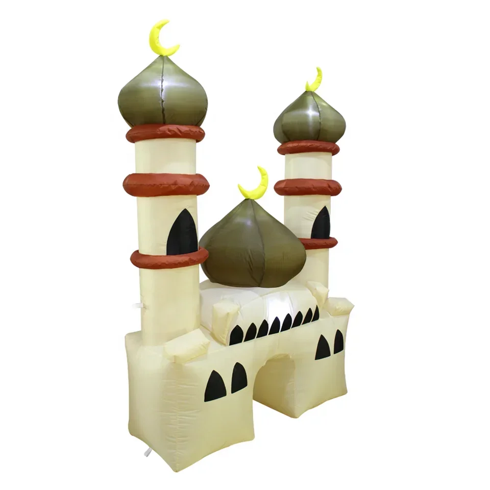 For Eid Mubarak Led Party Custom Courtyard Inflatable Eid Crescent Wishing Kareem Inflatable Ramadan Castle Balloon Decoration