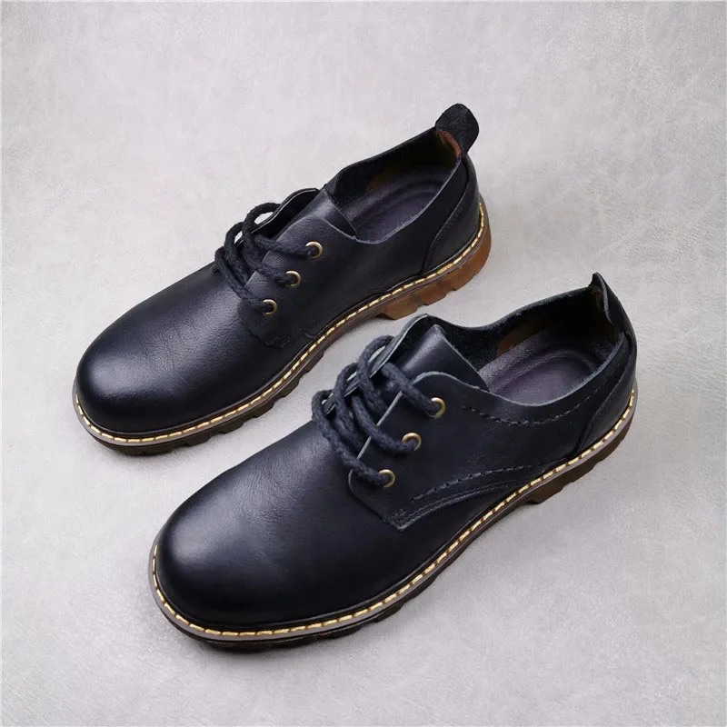 Chaussures d'Extérieur en Cuir de Vache pour Homme, à Lacets, Marron et Noir, pour Travail et Occupation