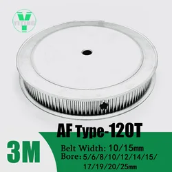 HTD3M 120teeth Timing Pulley 3M AF Belt Width 10/15mm Bore 5/6/8/10/12/14/15/17/19/20/25mm  Synchronous wheel  Pitch Belt Pulley