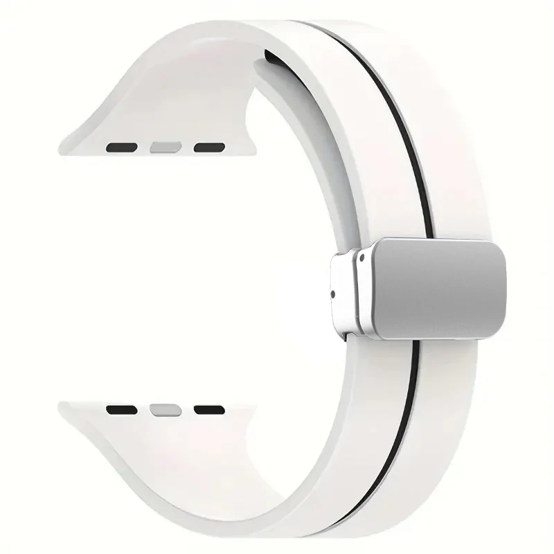 Pulseira Magnética para Apple Watch, Pulseira Correa de Silicone, iWatch Series 9, 8, 7, 6, 5, 4, SE Ultra 2, 45mm, 44mm, 42mm, 49mm, 40 milímetros, 41 milímetros, 38 milímetros