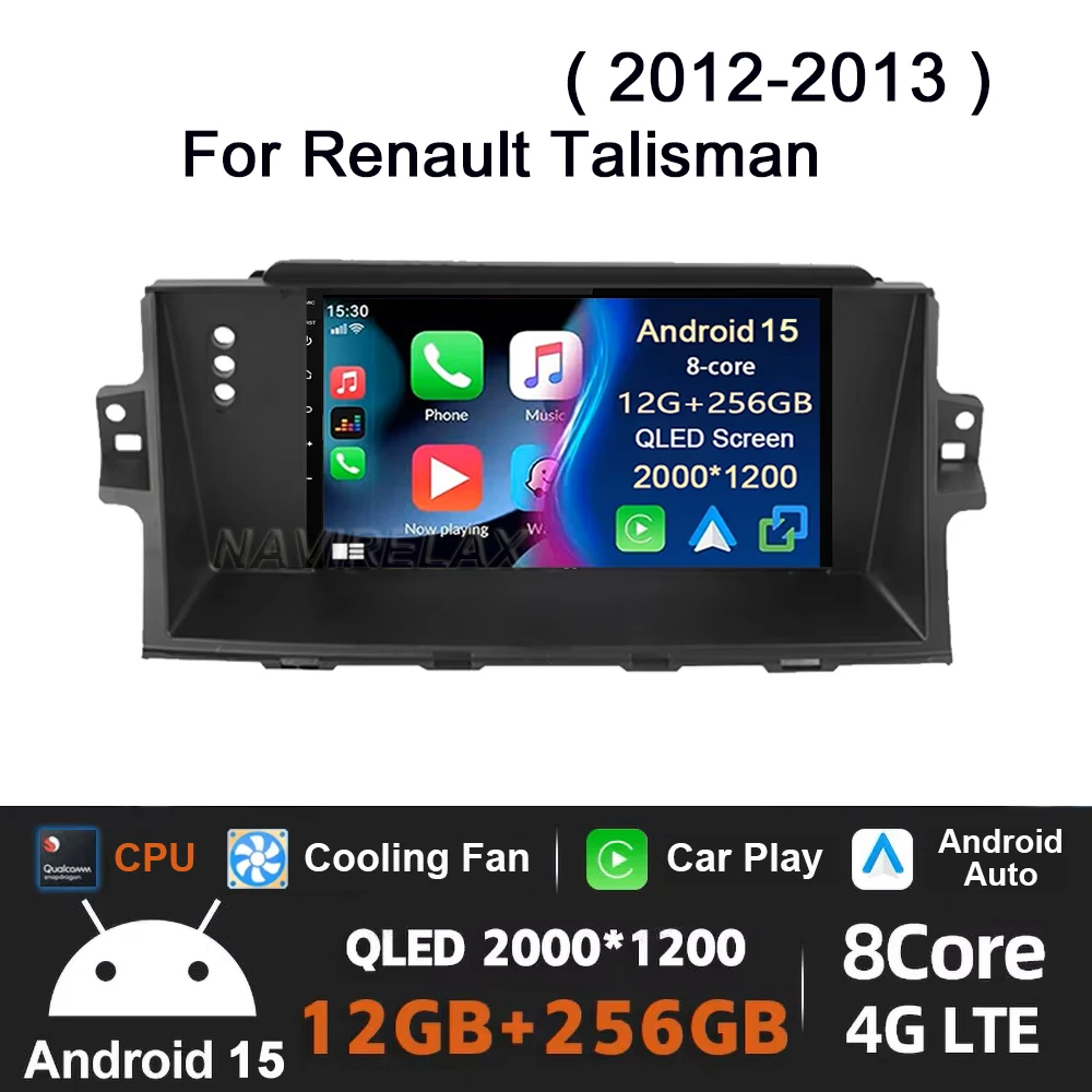 Écran Autoradio pour Renault Talisman latitude 2012-2013 multimédia Navi GPS Autoradio Android 15 DVD stéréo 4G lecteur Ai voix