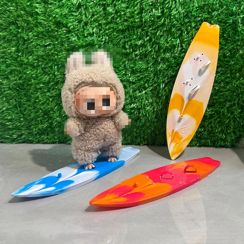 Tabla de surf para muñecas Labudu de 17cm o juego de juguetes de peluche 1/6 con escena de la serie Summer Beach, accesorios de juguete para casa de muñecas para niños