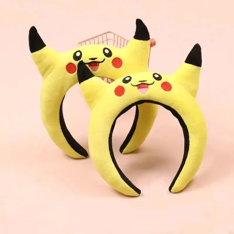 Pikachu Headband Cute Cartoon Headband Photo Prop Pokemon Peripheral Hair Hoop Plush Anti-Slip Face Wash Hair Tie Gifts