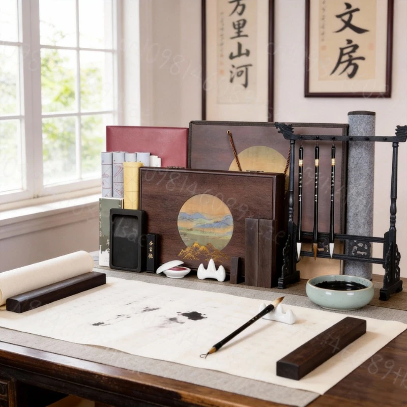 kit-de-calligraphie-pinceaux-encre-papier-pierre-a-encre-support-stylo-–-ideal-pour-debutants-pratique-de-l'ecriture-artistique-fournitures-d'art
