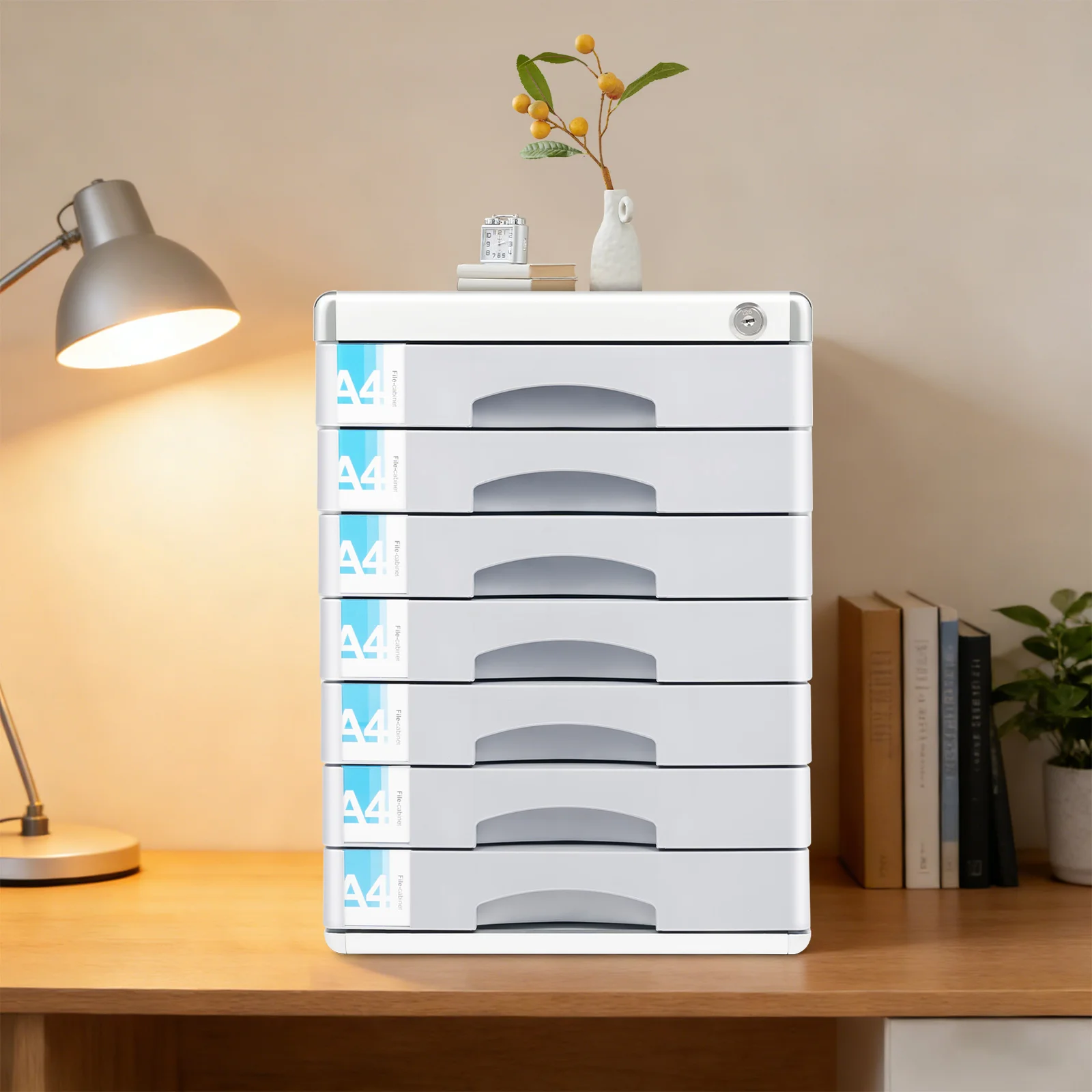 

Labelling Document Storage Box, Tabletop Drawer Organizer, Free Standing 7-Drawers Document Storage Box