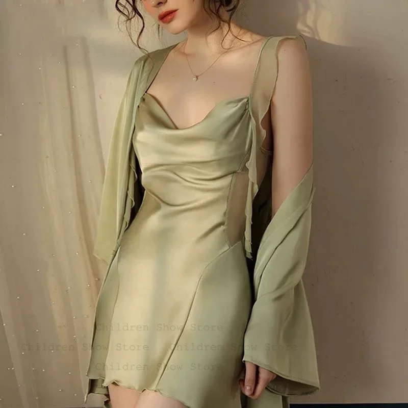 

Princess Style Robe Set Elegant Ruffles Strapless Nightdress Lady Rayon Sleepwear Summer Autumn New Home Dressing Gown Kimono