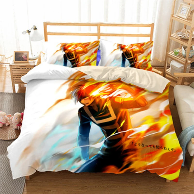 

Japan Anime My Hero Academia 3D Printed Bedding Set Cartoon Duvet Covers Pillowcases Comforter Bedding Set Bedclothes Bed Linen