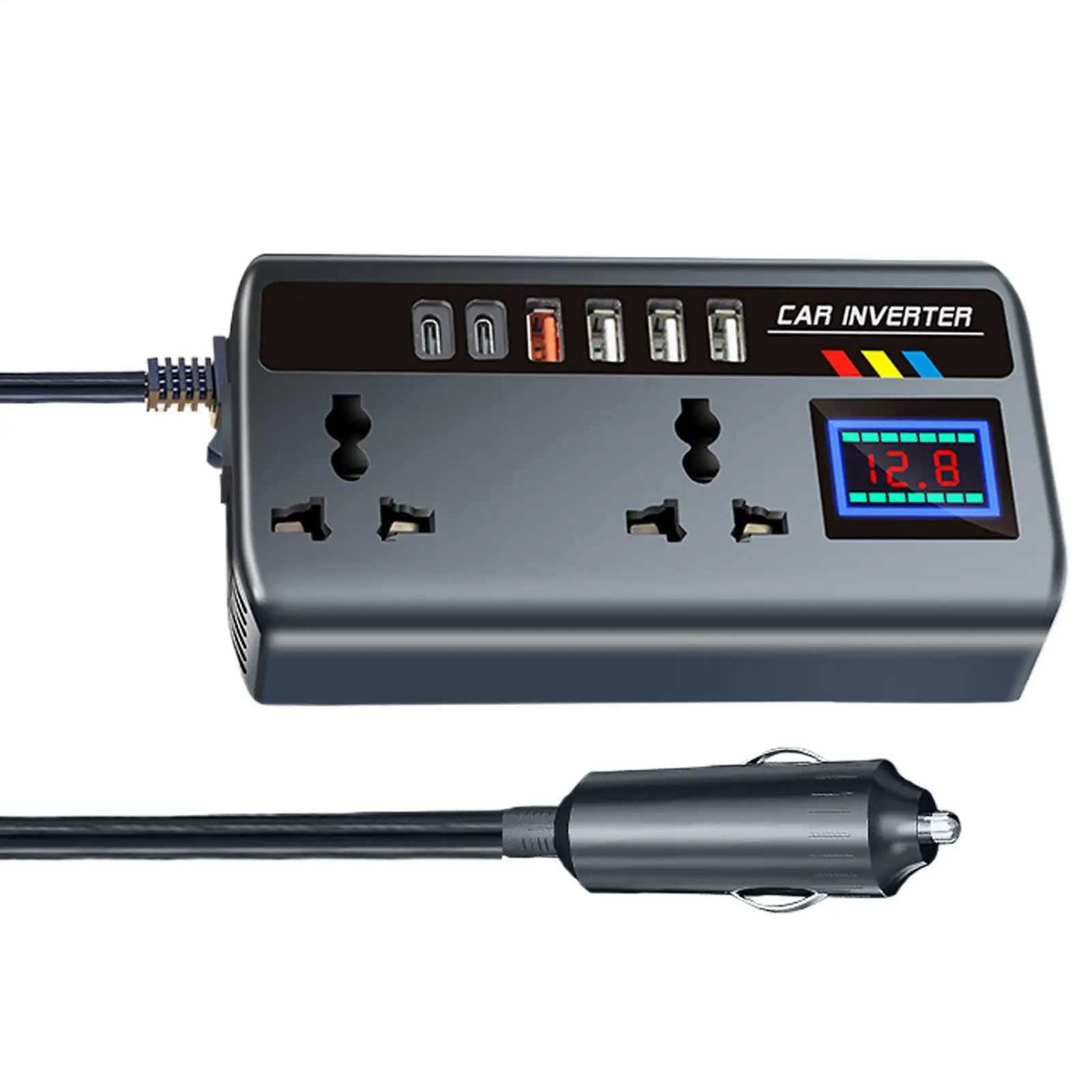 

Автомобильный инвертор, розетка 12 В/24 В на 220 В, автомобильный преобразователь для розетки, порта быстрой зарядки, 3 USB, портативное автомобильное зарядное устройство, инвертор