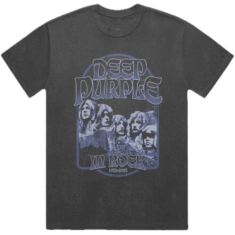 Y2k Deep Purple British Rock European American Heavy Metal High Street Purple Short Sleeve Men Loose T-shirt