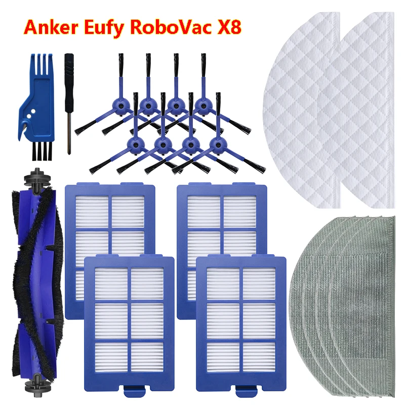 Anker Eufy RoboVac X8 hibrid elektrikli süpürge yedek aksesuarları ana/yan fırça paspas bezi Hepa filtre yedek parçaları