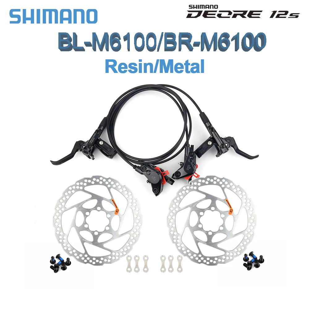 SHIMANO DEORE M6100 2 Piston Mountain Bikes Hydraulic Disc Brake and Rotor RT56 160/180MM LFRR/RFLR  BR BL-M6100 MTB Brake