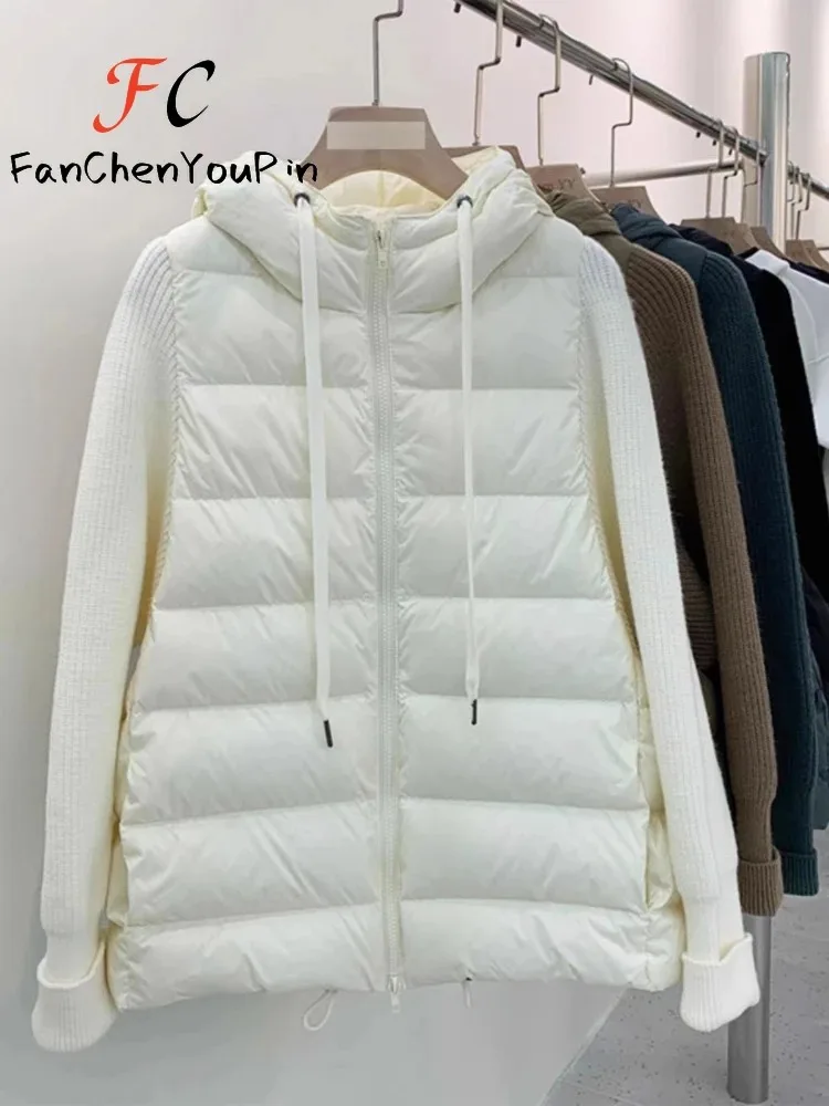 Manteau cardigan épais à col montant pour femme, veste épissée avec poche zippée, haut élégant, monochromatique, automne, hiver, nouvelle mode