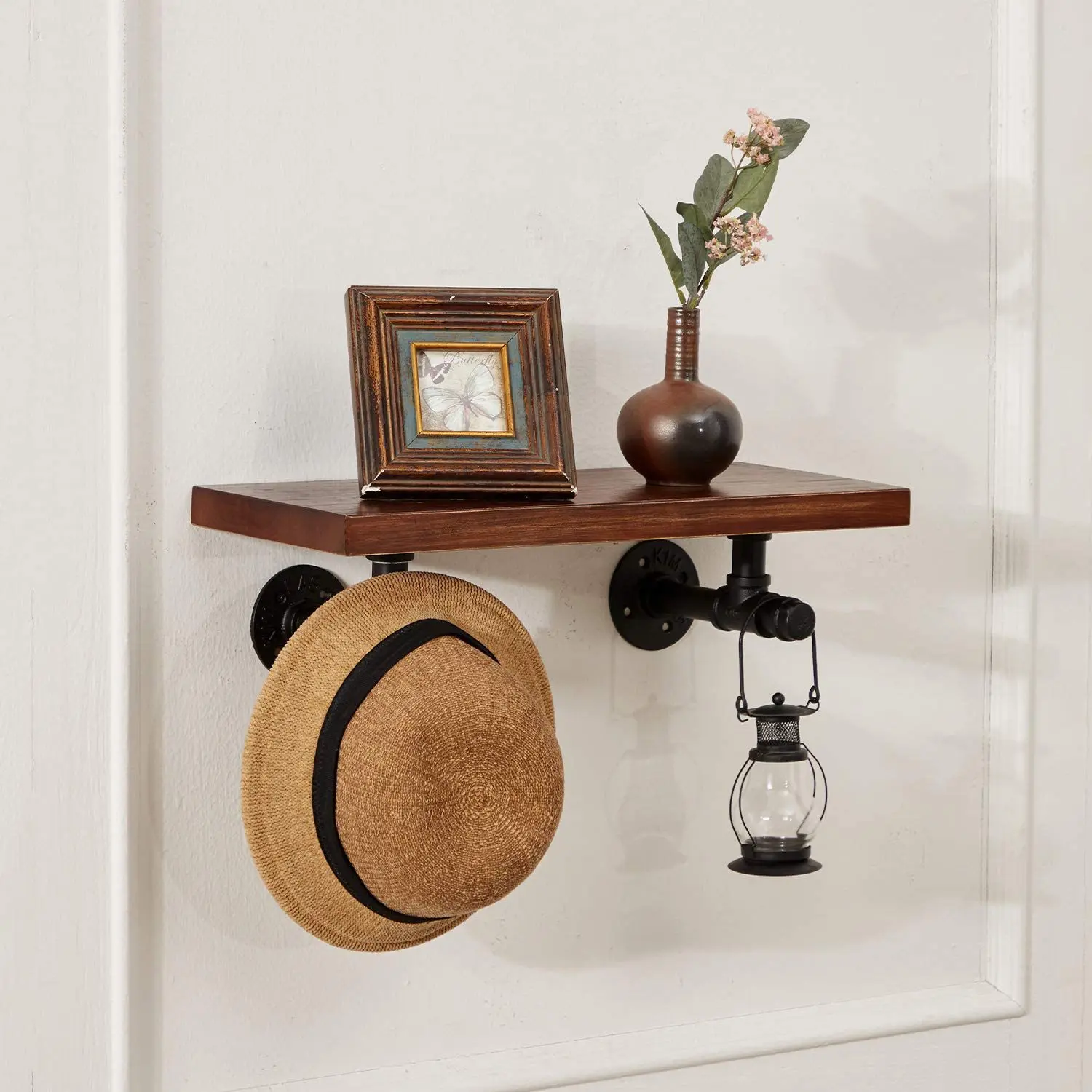 American retro ancient wall-mounted water pipe bracket four or six solid wood baffle bathroom wall rack decorative bracket