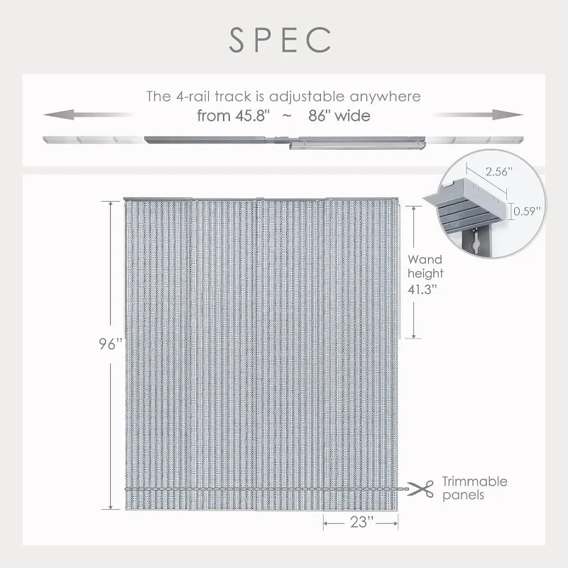 Ajustável deslizante quarto divisores, extensível painel, faixa persianas para salas separadas, cobrindo, loninges, design, loninges, 39,8 "-86" W x 96 "H