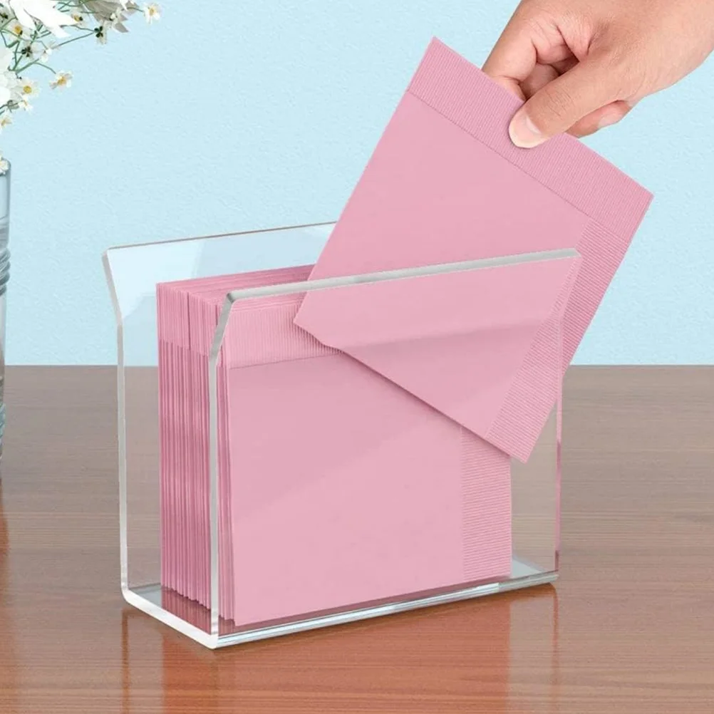 2pcs Acrylic Napkin Holder Clear Tabletop Vertical Stand For Kitchen Dining Cafe Hotel Modern Napkin Storage Rack Dispenser Home