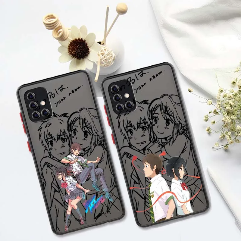 

Y-Your N-Name Day Cartoon Phone Case For Samsung A73 A72 A71 A55 A54 A53 A52 A51 A35 A25 A15 A14 5G Frosted Translucent