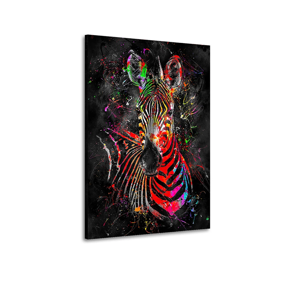 

Colorful Zebra Abstract Canvas Paintings on the Wall Art Posters and Prints Graffiti Art Animals Luxury Pictures Home Decor