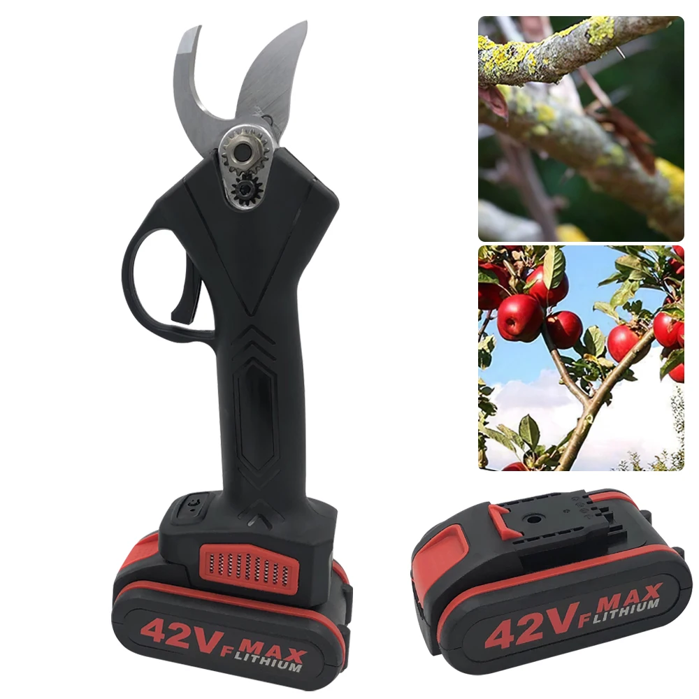 

42V Cordless Pruner Garden Shears Rechargeable Garden Scissors 1500mAh Battery Cutter Branch Pruning Shear Elctric Garden Tools