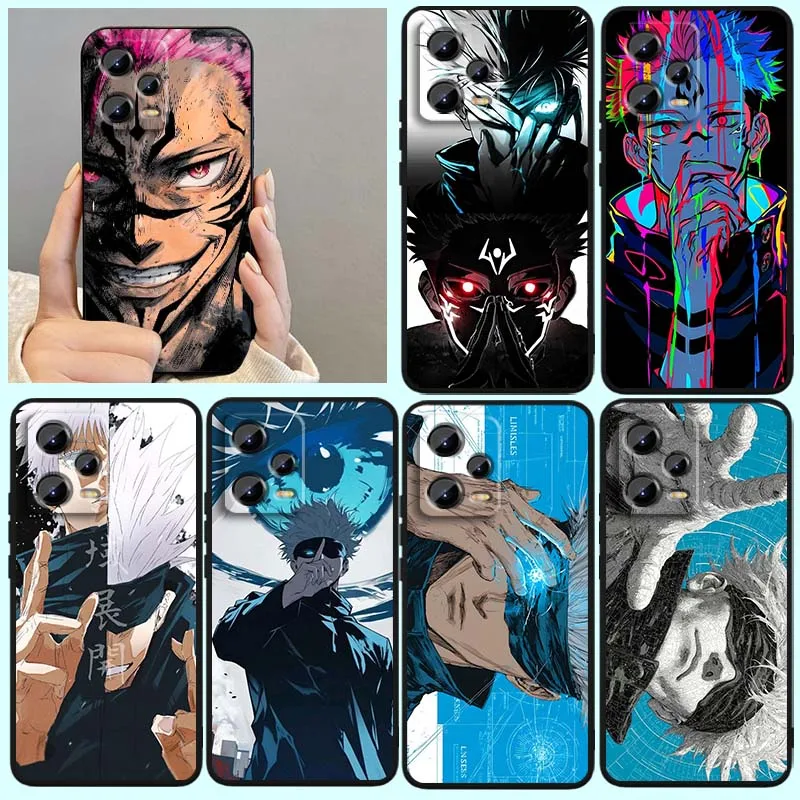 

Anime J-Jujutsu Kaisen Gojo For Xiaomi Redmi Note 14 13 12 12S 11E 11 11S 11T Pro Plus 4G 5G Black Soft TPU Cover Phone Case