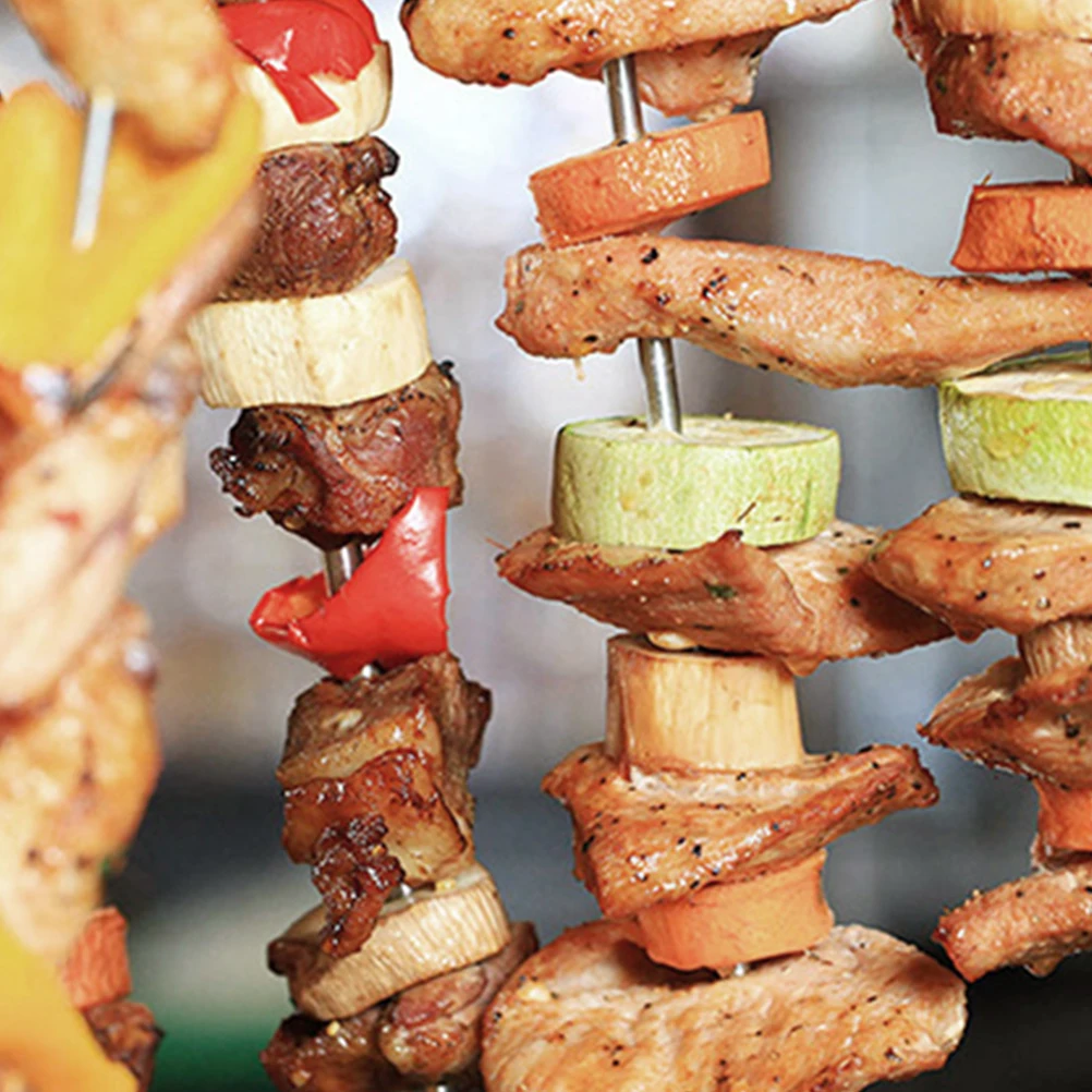 

50Pcs Barbecue Skewers Stainless Steel Antirust Bbq Skewers Reusable Meat Kabob Tools Outdoor Metal Kabob Skewer