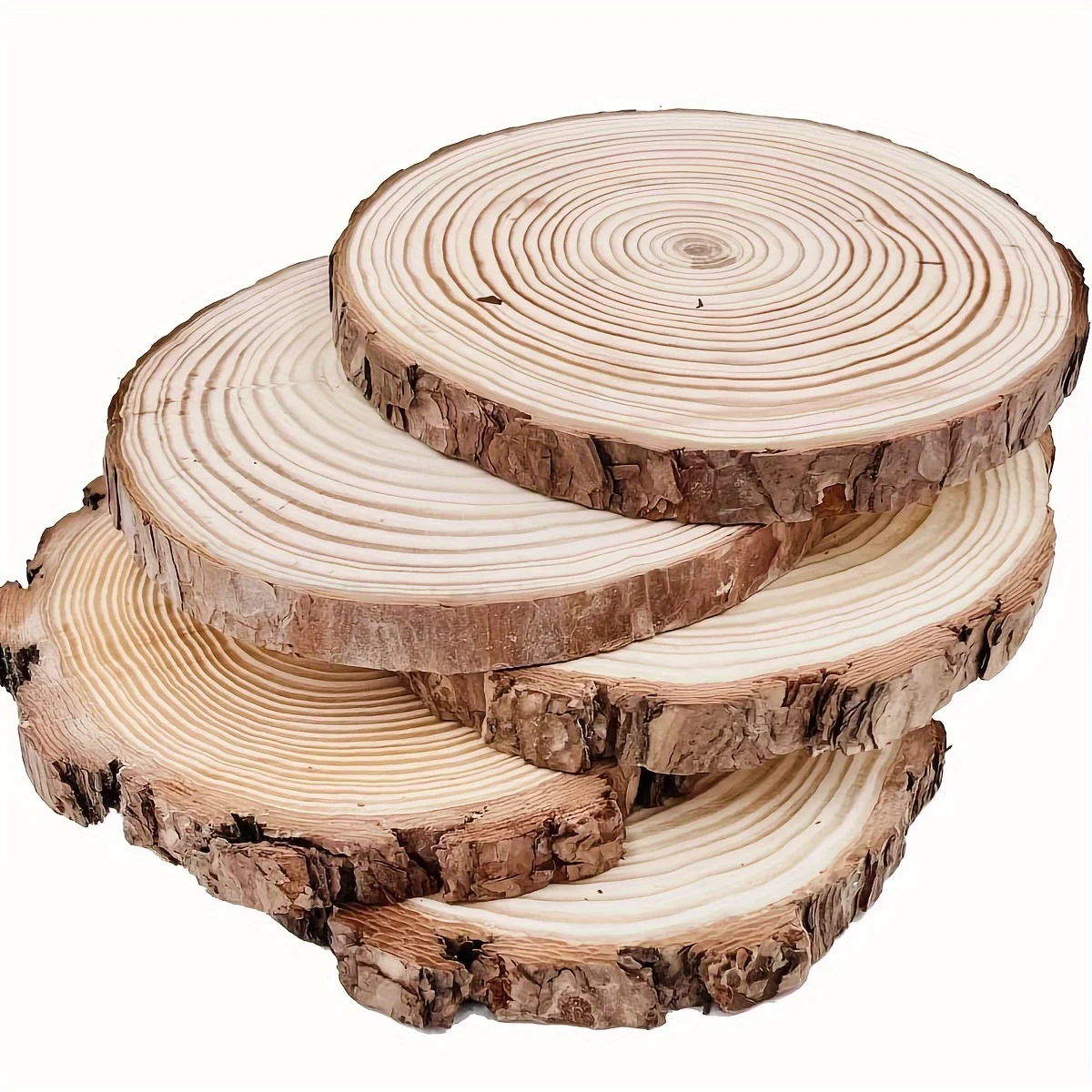 Unfinished Natural with Tree Bark Wood Slices multi-size Disc Coasters Pieces kit Circles Crafts Ornaments DIY Crafts