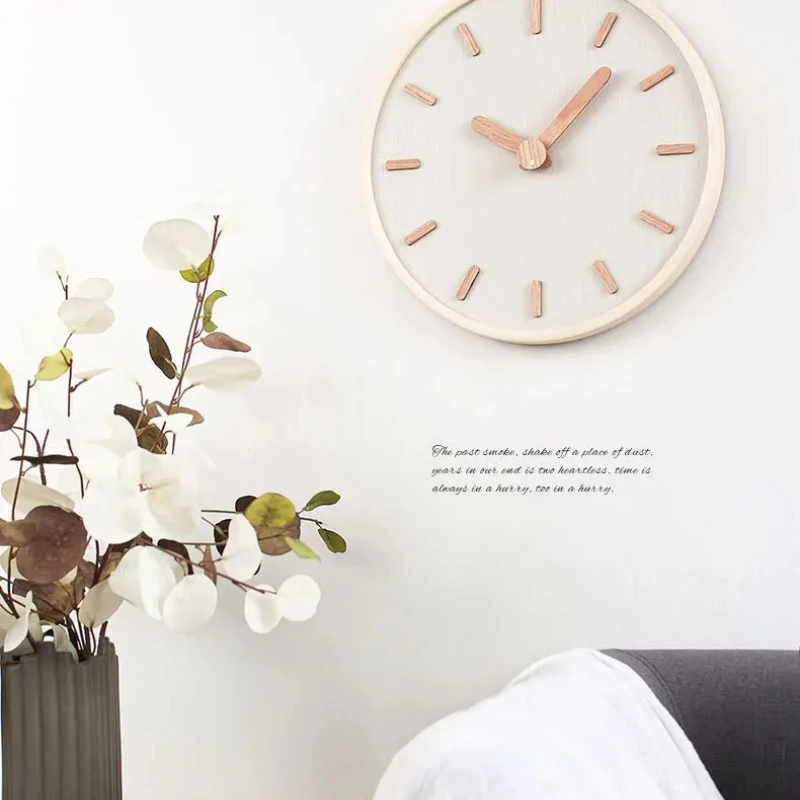 

Minimalist Japanese Style Modern Wooden Wall Clock Living Room Decor Clocks Silent Movement Real Wood HClockome Decor
