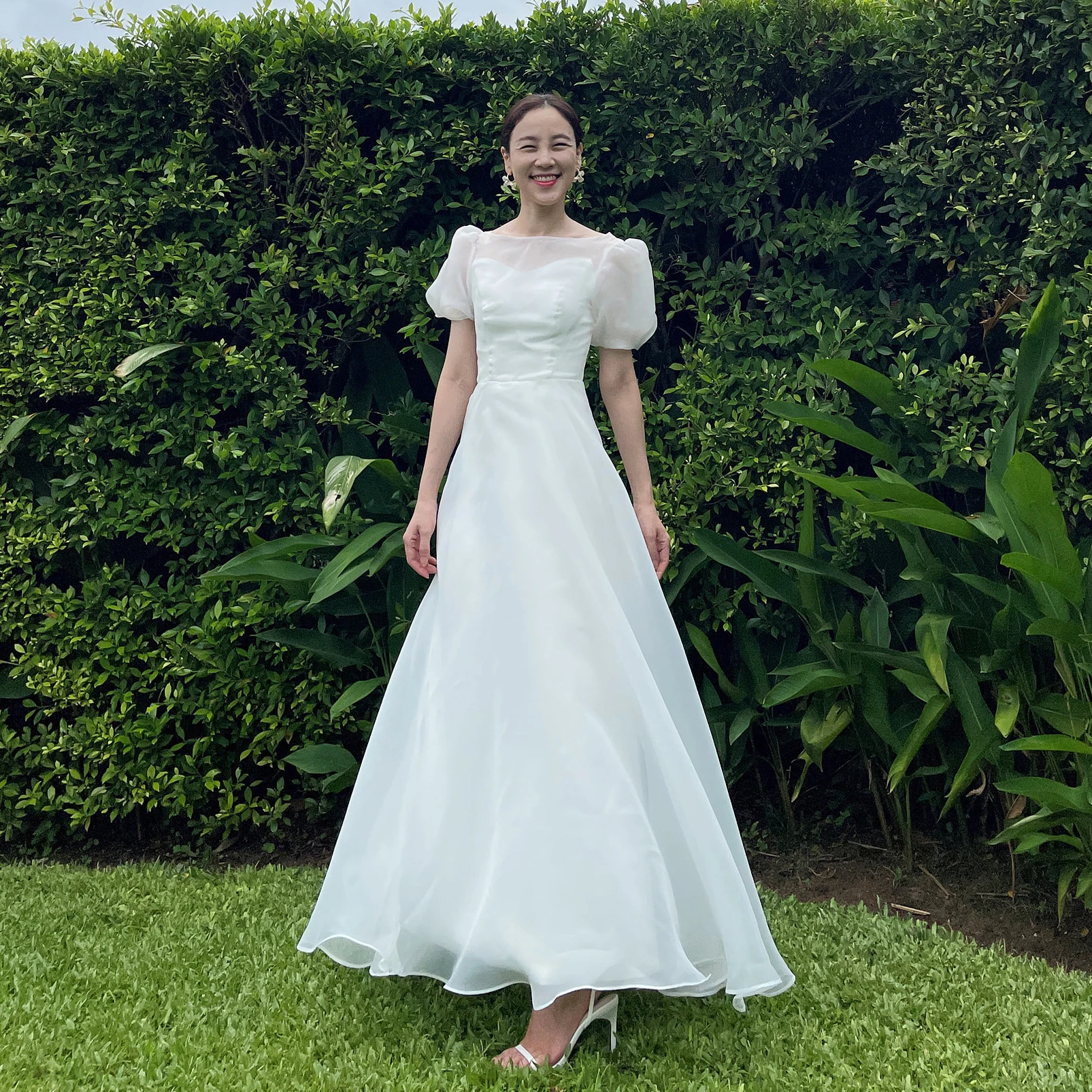 GIOIO Boat Neck Korea Garden Evening Dresses Pleat Short Sleeves Formal 프롬드레스  Customized  Elegant Prom Grown Party Women Bride