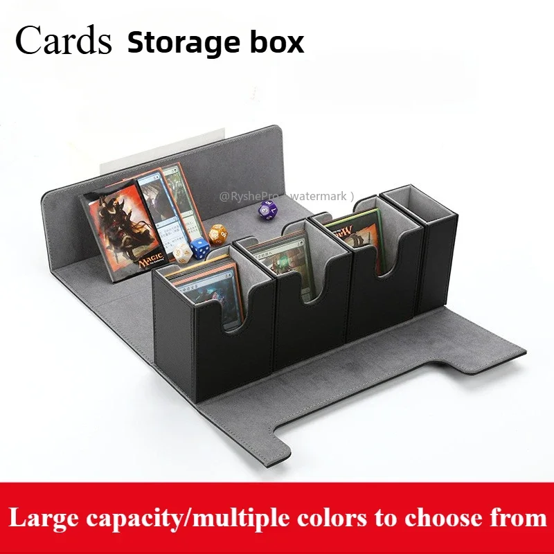 Card Storage Box with Dice Tray 4 in 1 Card Deck Case Holds 270+ Cards Organizer Magic Commander for TCG CCG Sports Game Cards