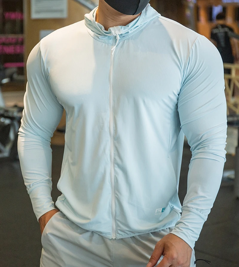 Mannen Ijs Zijde Snel Droog Wandelen Basketbal Running Jassen Kap Waterdichte Fitness Gym Outdoor Sport Jassen Windbreaker Hooded