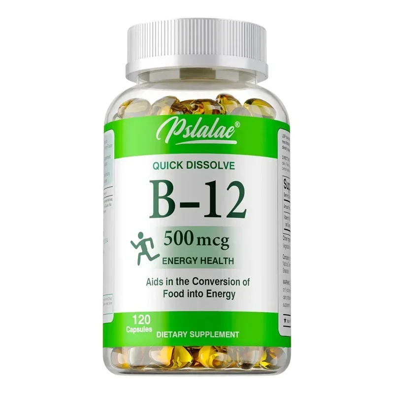 Vitamin B12 Capsules - for Mood, Brain, Nervous System, Energy, Metabolism